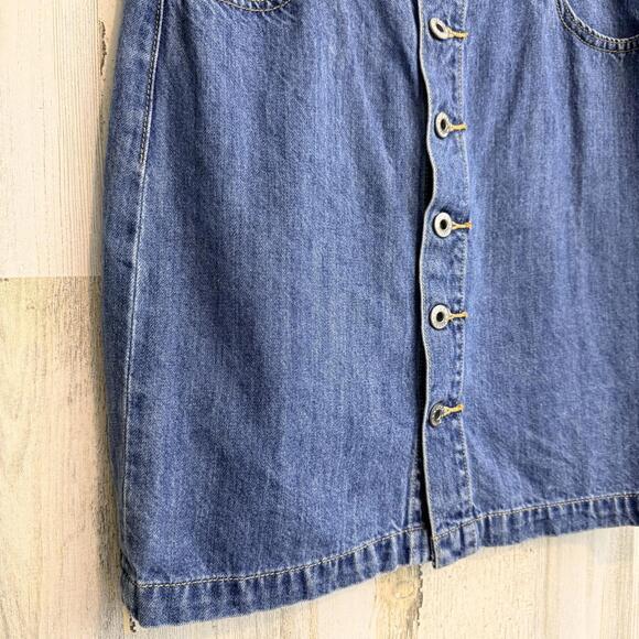 Lucky Brand Women's 4/27 Denim Button Front Skirt Blue Jean Casual Classic - Picture 4 of 15